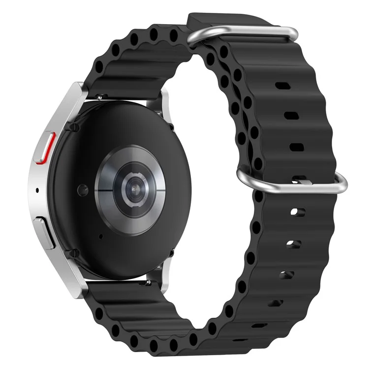 Per Samsung Galaxy Watch3 45mm / Galaxy Watch 46mm Universal 22mm Silicone Watch Strap Solid Color Wave Design Regolable Wor Band - Nero