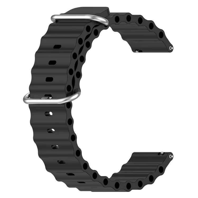 Per Samsung Galaxy Watch3 45mm / Galaxy Watch 46mm Universal 22mm Silicone Watch Strap Solid Color Wave Design Regolable Wor Band - Nero