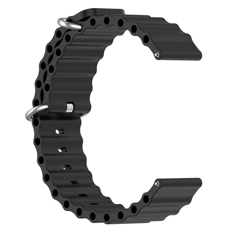 Per Samsung Galaxy Watch3 45mm / Galaxy Watch 46mm Universal 22mm Silicone Watch Strap Solid Color Wave Design Regolable Wor Band - Nero