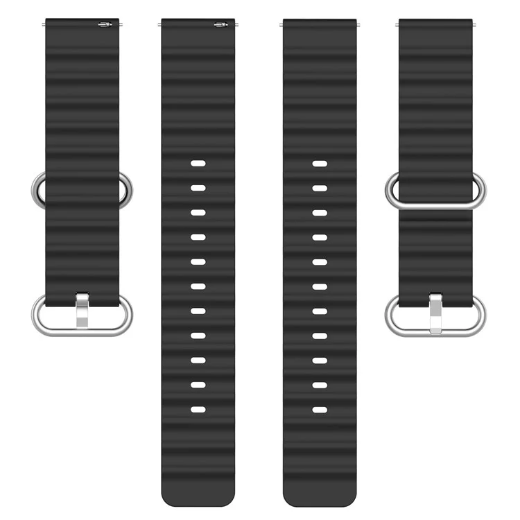 Per Samsung Galaxy Watch3 45mm / Galaxy Watch 46mm Universal 22mm Silicone Watch Strap Solid Color Wave Design Regolable Wor Band - Nero