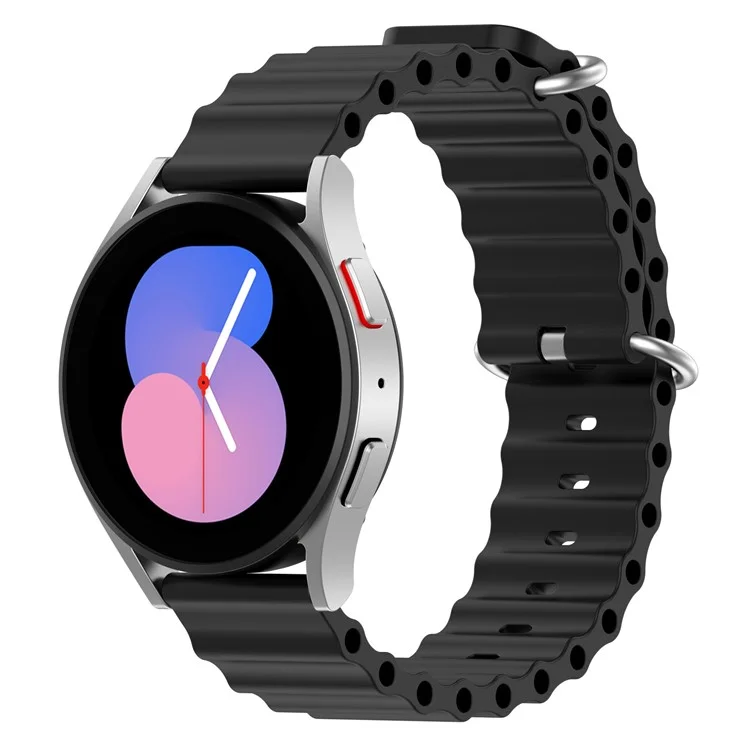 Per Samsung Galaxy Watch3 45mm / Galaxy Watch 46mm Universal 22mm Silicone Watch Strap Solid Color Wave Design Regolable Wor Band - Nero