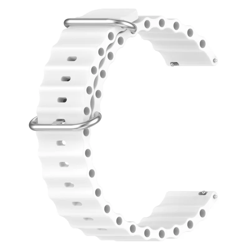 Per Samsung Galaxy Watch3 45mm / Galaxy Watch 46mm Universal 22mm Silicone Watch Strap Solid Color Wave Design Regolable Wor Band - Bianca