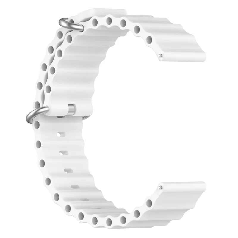 Per Samsung Galaxy Watch3 45mm / Galaxy Watch 46mm Universal 22mm Silicone Watch Strap Solid Color Wave Design Regolable Wor Band - Bianca