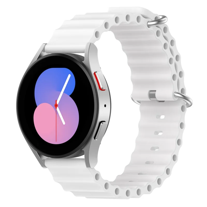 Per Samsung Galaxy Watch3 45mm / Galaxy Watch 46mm Universal 22mm Silicone Watch Strap Solid Color Wave Design Regolable Wor Band - Bianca