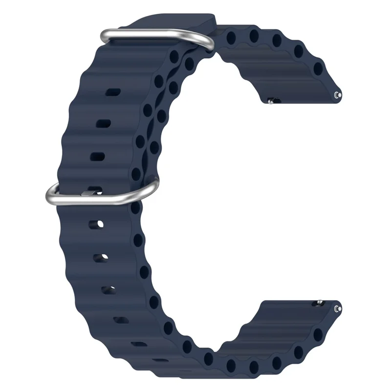 Para Samsung Galaxy Watch3 45 mm / Galaxy Watch 46 mm Universal 22 mm Silicona Reloj Strapa Solid Color Wave Diseño de Muñeca Ajustable Muñeca Muñeca - Azul Oscuro
