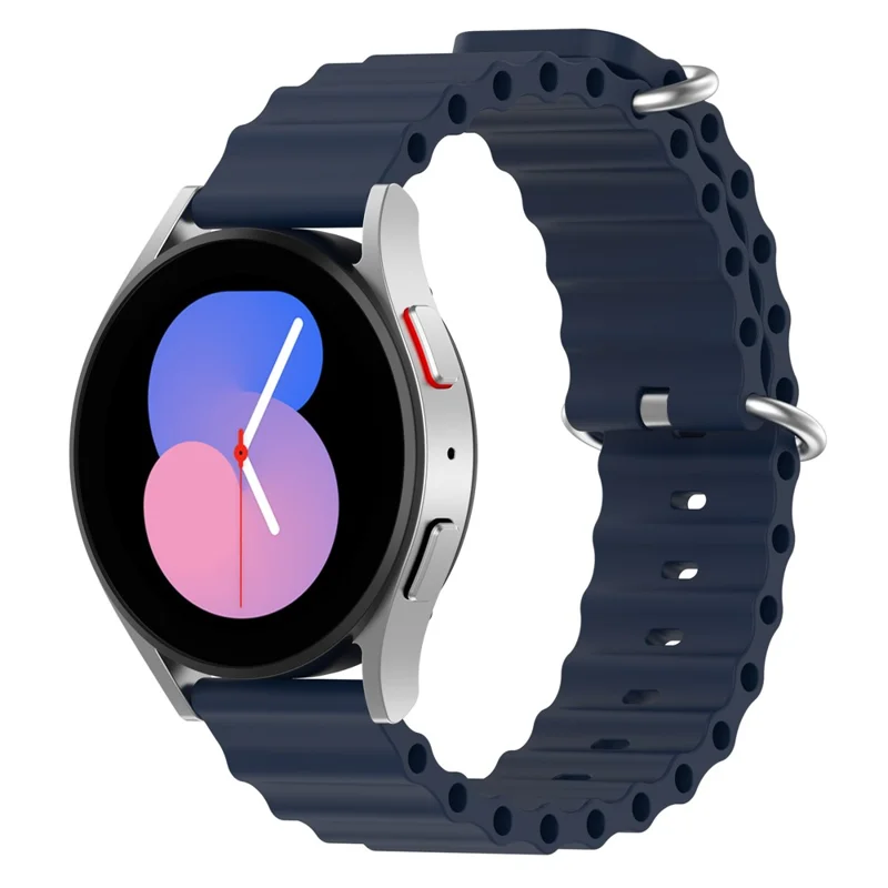 Para Samsung Galaxy Watch3 45 mm / Galaxy Watch 46 mm Universal 22 mm Silicona Reloj Strapa Solid Color Wave Diseño de Muñeca Ajustable Muñeca Muñeca - Azul Oscuro