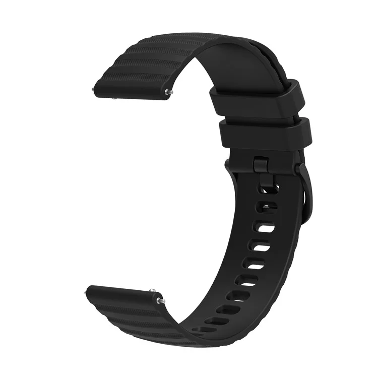 Для Garmin Venu 2S / Vivomove 3S / Vivoactive 4S Волнистый зернистый точечный силиконовый ремешок для часов 18 мм, съемный, регулируемый ремешок - черный