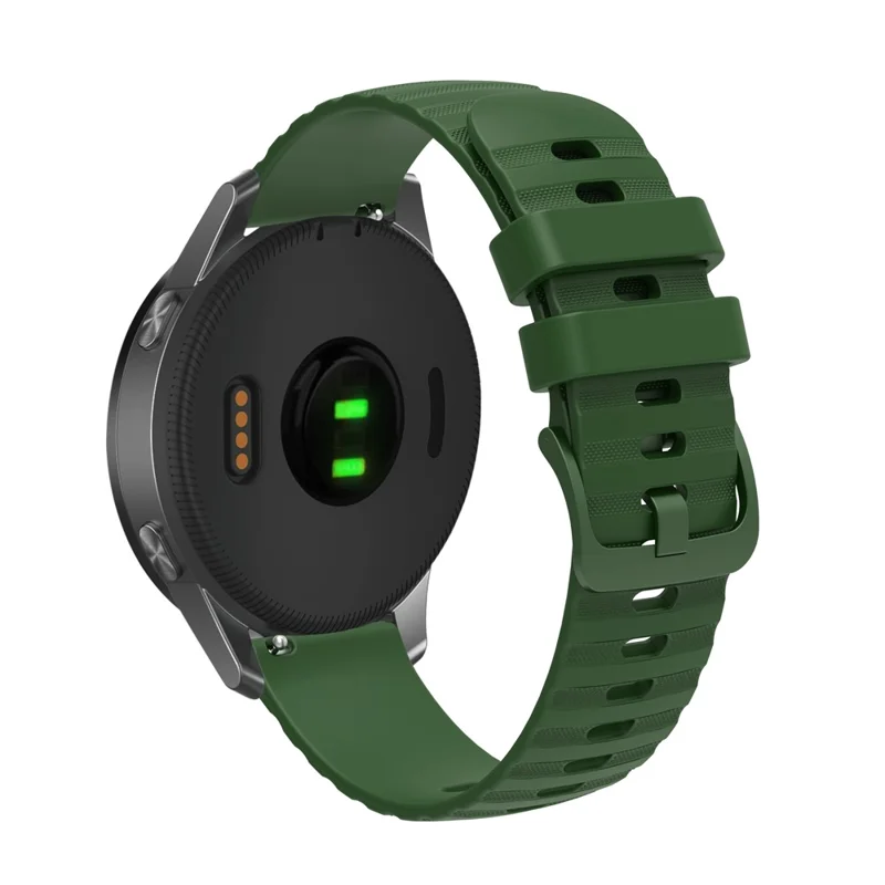 For Garmin Venu 2S / Vivomove 3S / Vivoactive 4S Wave Grain Dots Silicone Watch Band 18mm Replacement Adjustable Strap - Army Green