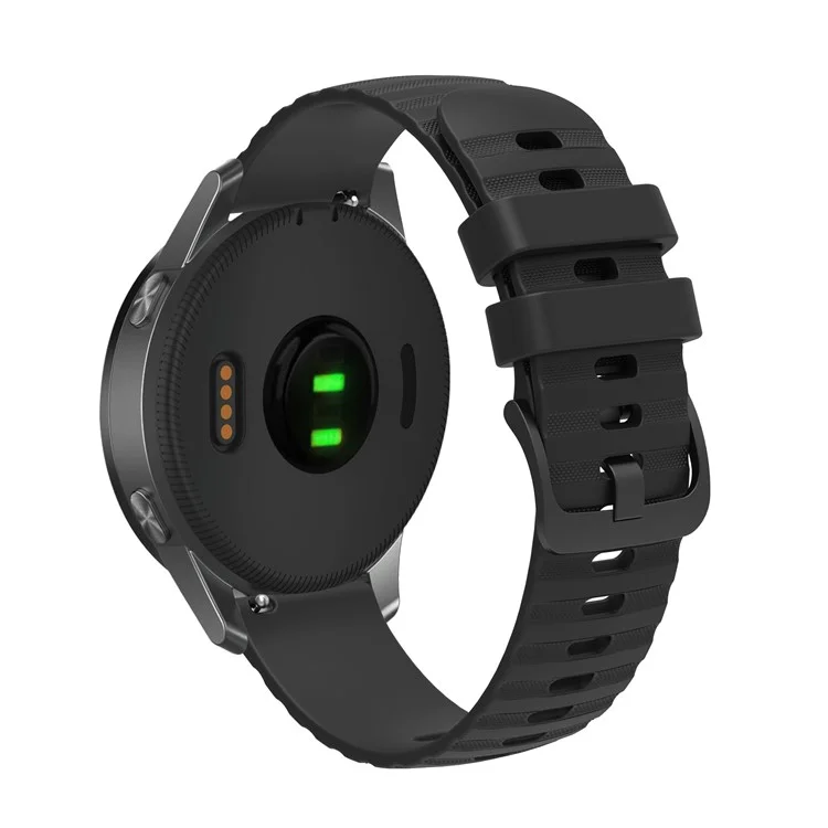 For Samsung Galaxy Watch3 45mm R840 / Galaxy Watch 46mm Silicone Watch Bands 22mm Wave Grain Dots Replacement Watch Straps - Black