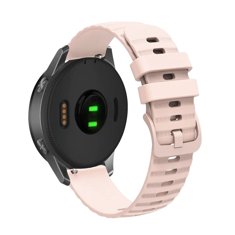 For Samsung Galaxy Watch3 45mm R840 / Galaxy Watch 46mm Silicone Watch Bands 22mm Wave Grain Dots Replacement Watch Straps - Rose Pink