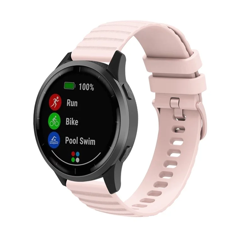 For Samsung Galaxy Watch3 45mm R840 / Galaxy Watch 46mm Silicone Watch Bands 22mm Wave Grain Dots Replacement Watch Straps - Rose Pink