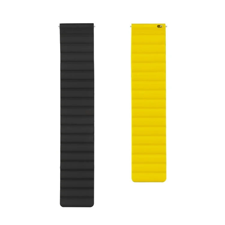 For Samsung Galaxy Watch3 45mm / Gear S3 Frontier / Classic Magnetic Quick Release Band 22mm Silicone Watch Strap Replacement, Size: S - Black / Yellow