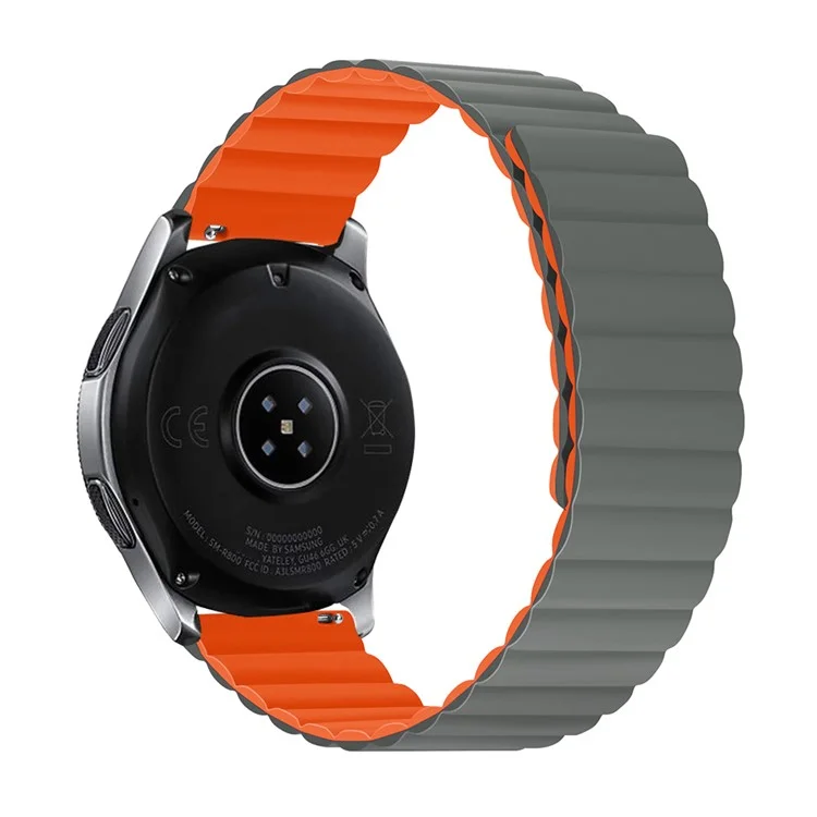 Для Samsung Galaxy Watch3 45мм / Gear S3 Frontier Магнитный быстросъемный ремешок 22мм Силиконовый сменный ремень для часов, Размер: S - Серый / Оранжевый