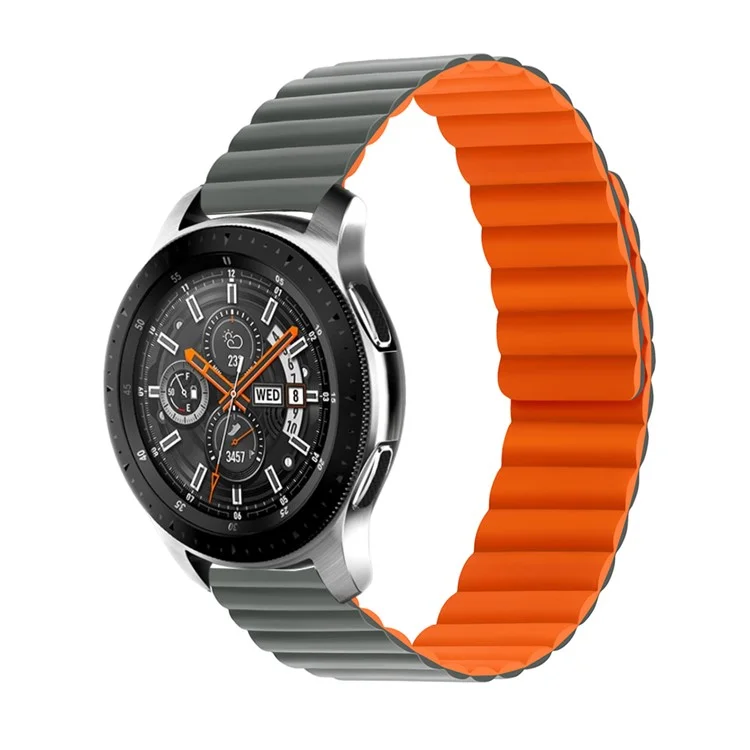 Для Samsung Galaxy Watch3 45мм / Gear S3 Frontier Магнитный быстросъемный ремешок 22мм Силиконовый сменный ремень для часов, Размер: S - Серый / Оранжевый