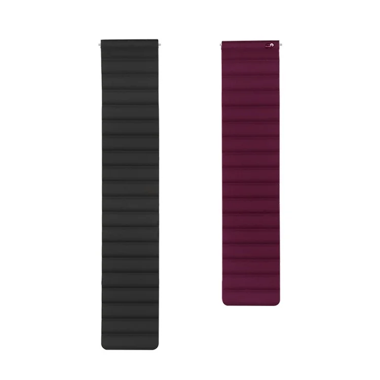 For Samsung Galaxy Watch 3 45mm / Gear S3 Frontier / Classic Magnetic Silicone Watch Band 22mm Quick Release Smart Watch, Size: L - Black  /  Wine Red