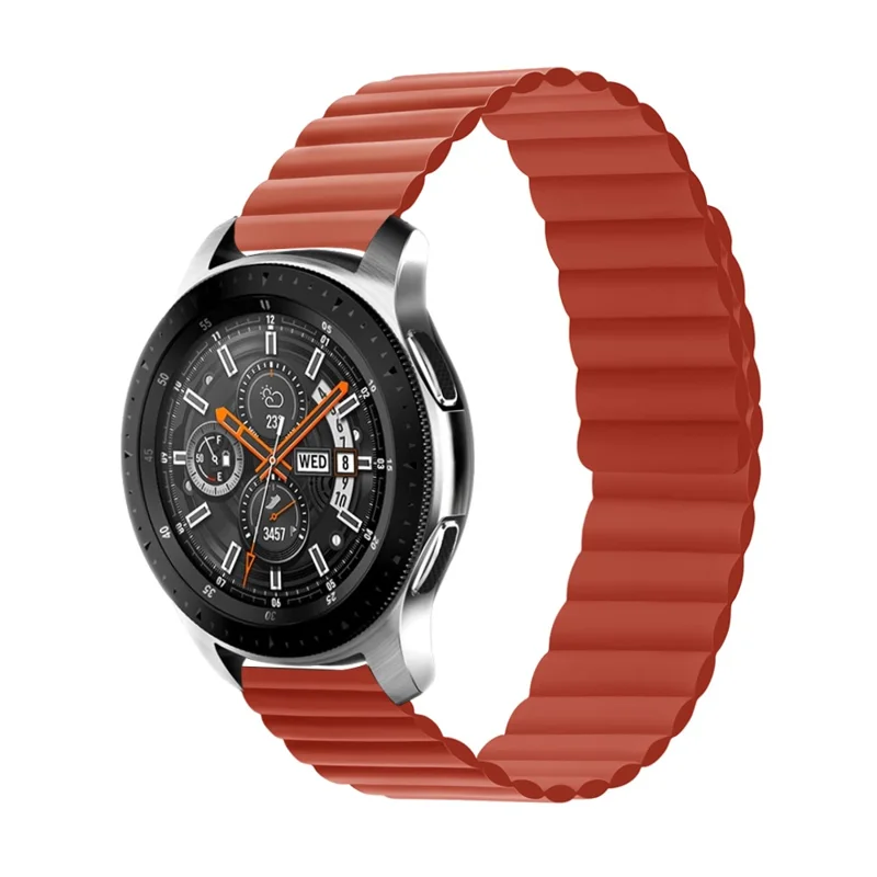 For Samsung Galaxy Watch 3 45 mm / Gear S3 Frontier / Classic Magnetisk Silikonesløjfe 22 mm Hurtig Frigørelse Smartur, Størrelse: L - Rød