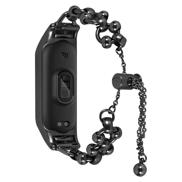 Für Xiaomi Mi Band 7 Perlendekoration Smartwatch -gurt Ersatz Hollow Out Uhrengurt Metallarmband Armband - Schwarz