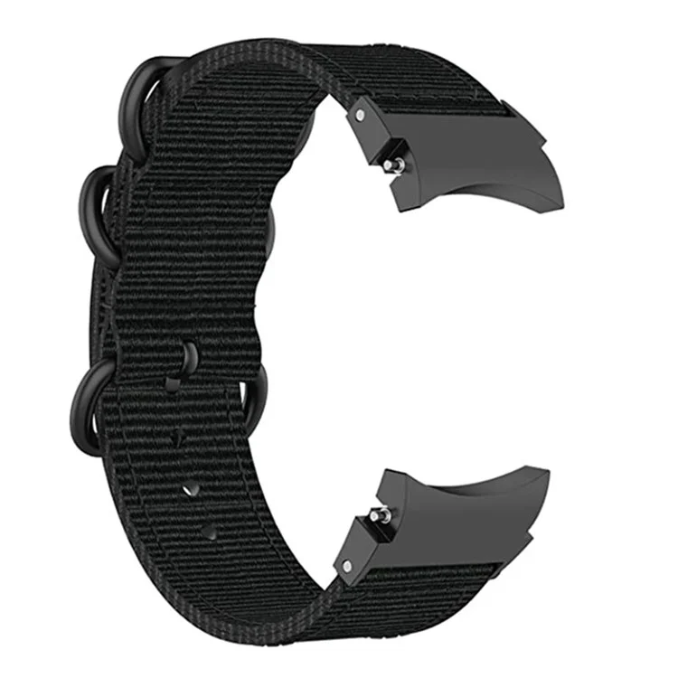 For Samsung Galaxy Watch 5 40mm / 44mm / Watch 5 Pro 45mm / Watch4 40mm / 44mm Nylon Watch Band Three Loops Adjustable Strap Replacement - Black