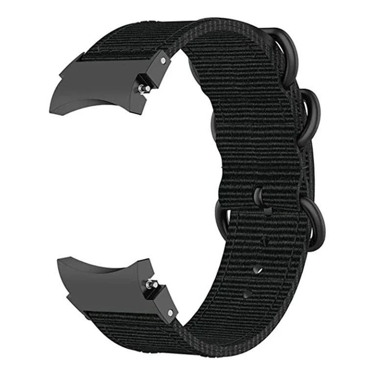For Samsung Galaxy Watch 5 40mm / 44mm / Watch 5 Pro 45mm / Watch4 40mm / 44mm Nylon Watch Band Three Loops Adjustable Strap Replacement - Black