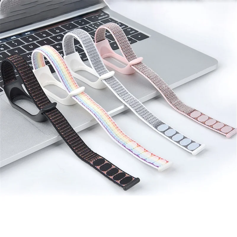 For Xiaomi Mi Band 3 / 4 / 5 / 6 / 7 Nylon Watch Band Adjustable Sport Loop Strap Wristband Replacement - Reflective Black