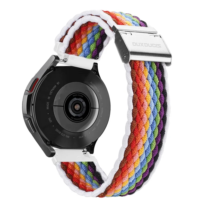 DUX DUCIS For Samsung Galaxy Watch 3 45mm Replacement Strap 22mm Braided Nylon Elastic Wrist Band - Light Stripes