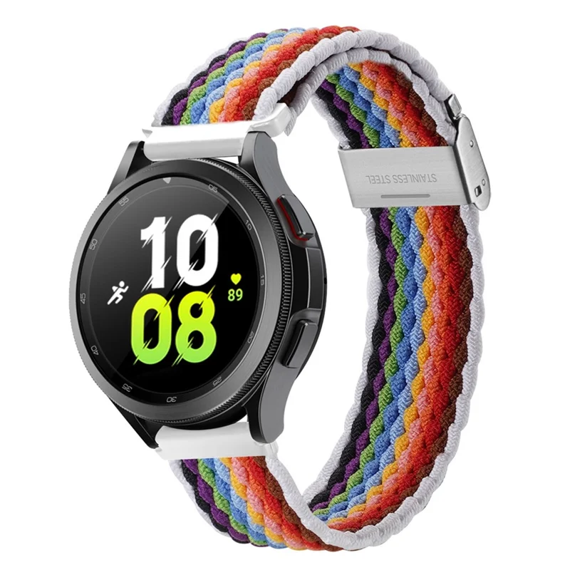 DUX DUCIS For Samsung Galaxy Watch 3 45mm Replacement Strap 22mm Braided Nylon Elastic Wrist Band - Light Stripes