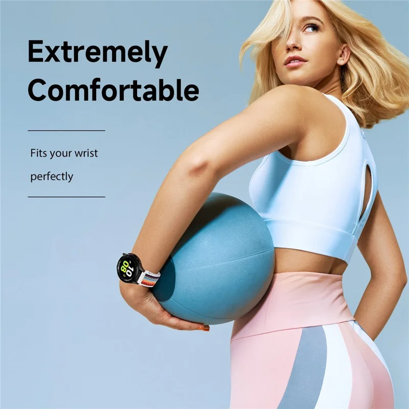 DUX DUCIS For Samsung Galaxy Watch 3 45mm Replacement Strap 22mm Braided Nylon Elastic Wrist Band - Light Stripes