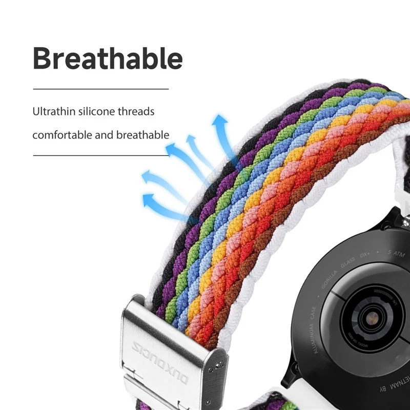 DUX DUCIS For Samsung Galaxy Watch 3 45mm Replacement Strap 22mm Braided Nylon Elastic Wrist Band - Light Stripes