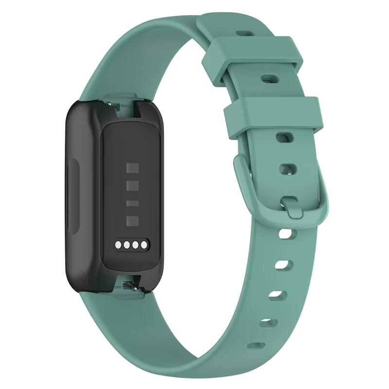 Para Fitbit Inspire 3 Solid Color Silicone Watch Band Adjustable Pin Buckle Wrist Strap Replacement, Tamanho: L - Pine Needle Green