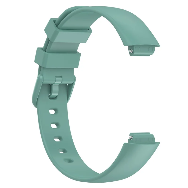 Para Fitbit Inspire 3 Solid Color Silicone Watch Band Adjustable Pin Buckle Wrist Strap Replacement, Tamanho: L - Pine Needle Green