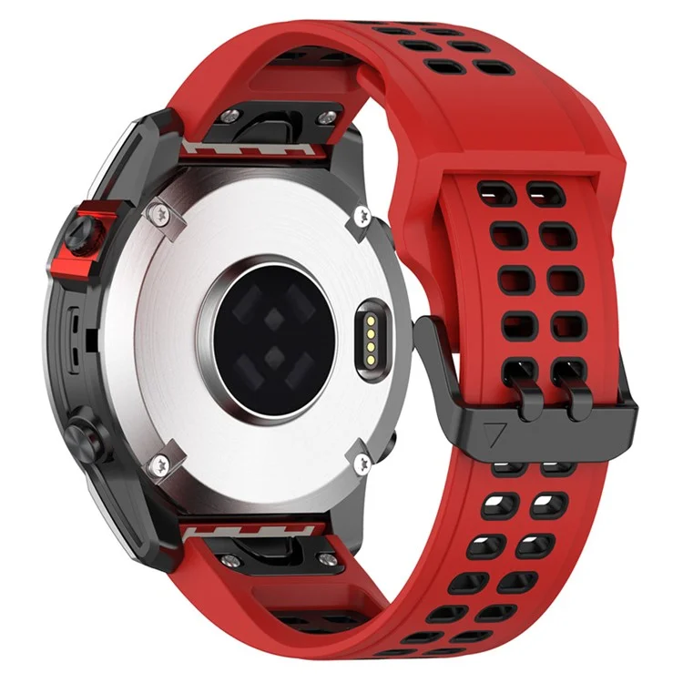 For Garmin Enduro 2 / Tactix 7 Silicone Watch Band 26mm Dual Color Breathable Wrist Strap Bracelet Accessories - Red / Black