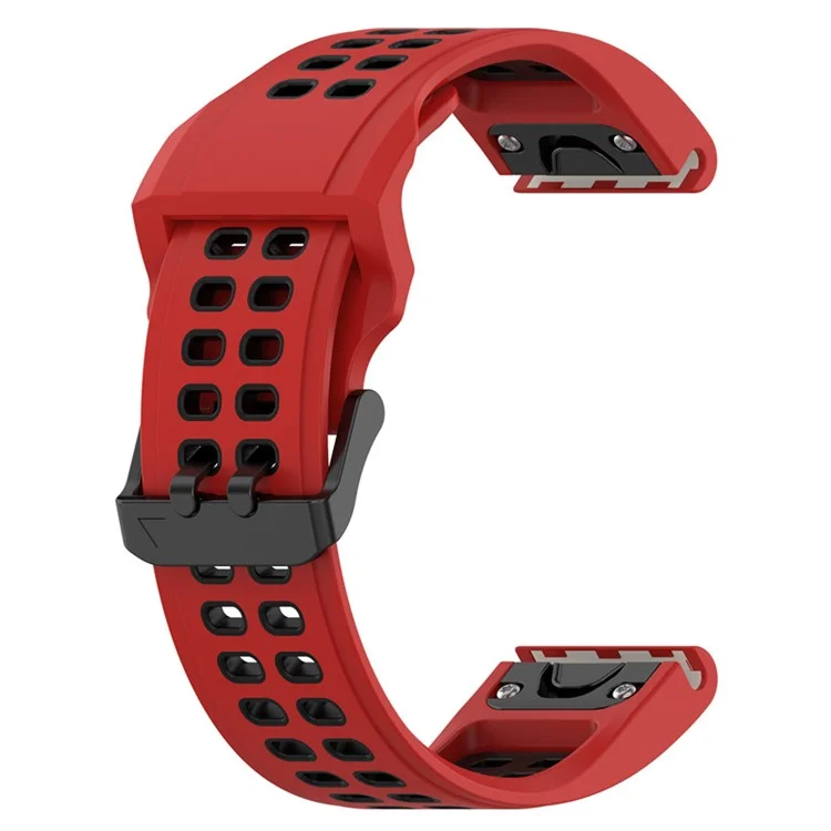 For Garmin Enduro 2 / Tactix 7 Silicone Watch Band 26mm Dual Color Breathable Wrist Strap Bracelet Accessories - Red / Black