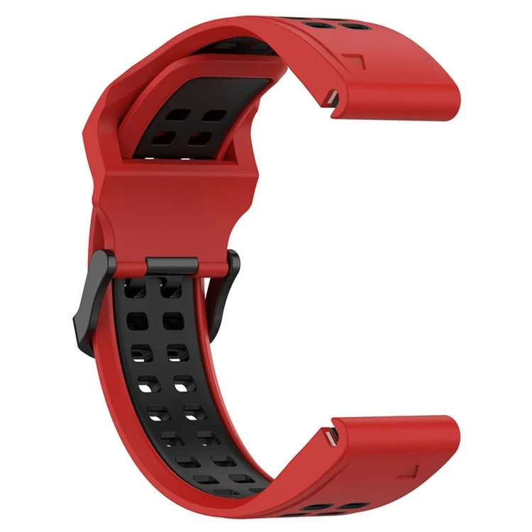 For Garmin Enduro 2 / Tactix 7 Silicone Watch Band 26mm Dual Color Breathable Wrist Strap Bracelet Accessories - Red / Black