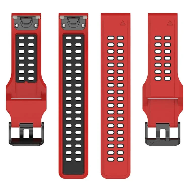 For Garmin Enduro 2 / Tactix 7 Silicone Watch Band 26mm Dual Color Breathable Wrist Strap Bracelet Accessories - Red / Black