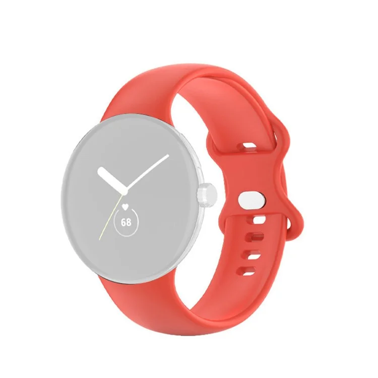 Para Google Pixel Watch 3 41mm / Watch 2 / Pixel Watch Men Silicone Watch Band Solid Color Adjustable Replacement Wrist Strap, Size L - Vermelho