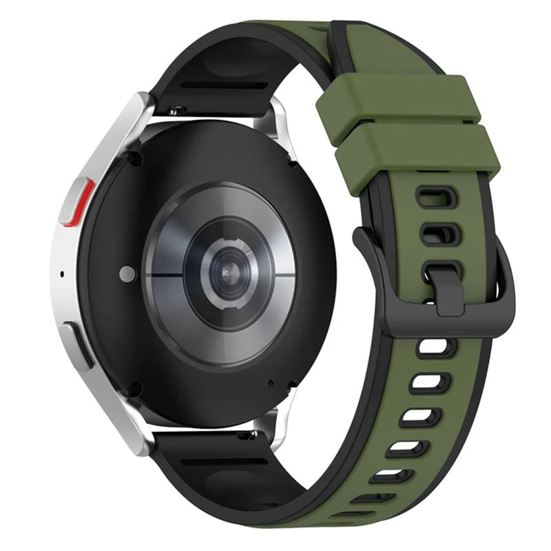 For Samsung Galaxy Watch6 40mm 44mm / Watch6 Classic 43mm 47mm / Watch 5 40mm 44mm / 5 Pro 45mm / Watch4 40mm 44mm Silicone Watch Band Dual-Color Quick Release Strap - Army Green  /  Black