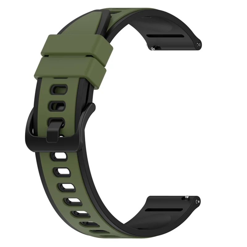For Samsung Galaxy Watch6 40mm 44mm / Watch6 Classic 43mm 47mm / Watch 5 40mm 44mm / 5 Pro 45mm / Watch4 40mm 44mm Silicone Watch Band Dual-Color Quick Release Strap - Army Green  /  Black