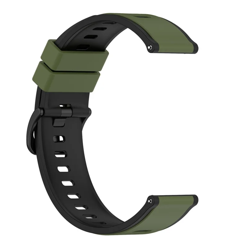 For Samsung Galaxy Watch6 40mm 44mm / Watch6 Classic 43mm 47mm / Watch 5 40mm 44mm / 5 Pro 45mm / Watch4 40mm 44mm Silicone Watch Band Dual-Color Quick Release Strap - Army Green  /  Black
