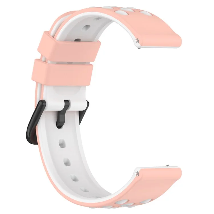 Para Samsung, Huawei, Huami, Polar Universal Watch Band Silicone 20 mm Reloj Correa Con Agujeros Multionedizos - Rosado / Blanco