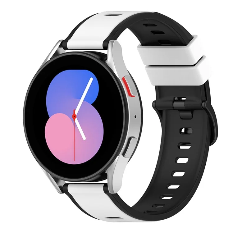 Für Samsung Galaxy Watch3 45mm R840 / Galaxy Watch 46mm / Garmin Vivoactive 4 Silikon-Uhrenarmband 22mm Zweifarbig Verstellbar Armband - Weiß / Schwarz