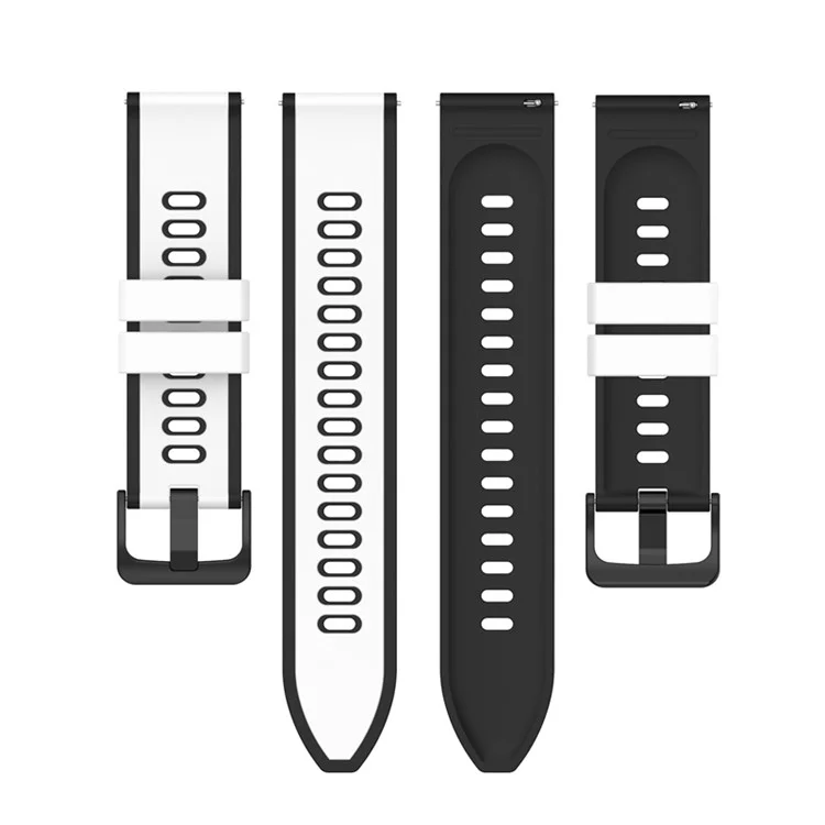 Für Samsung Galaxy Watch3 45mm R840 / Galaxy Watch 46mm / Garmin Vivoactive 4 Silikon-Uhrenarmband 22mm Zweifarbig Verstellbar Armband - Weiß / Schwarz
