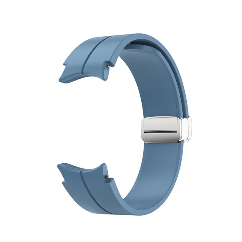 For Samsung Galaxy Watch7 / Watch FE / Watch6 / Watch 5 / Watch4 40mm 44mm Silicone Watch Strap Wrist Band with Silver Buckle - Blue