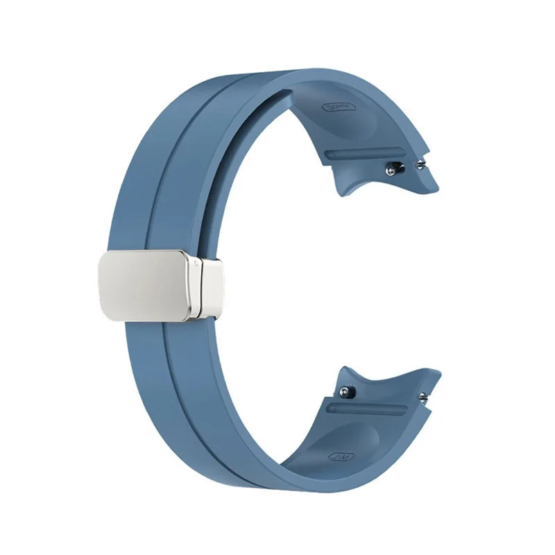 For Samsung Galaxy Watch7 / Watch FE / Watch6 / Watch 5 / Watch4 40mm 44mm Silicone Watch Strap Wrist Band with Silver Buckle - Blue