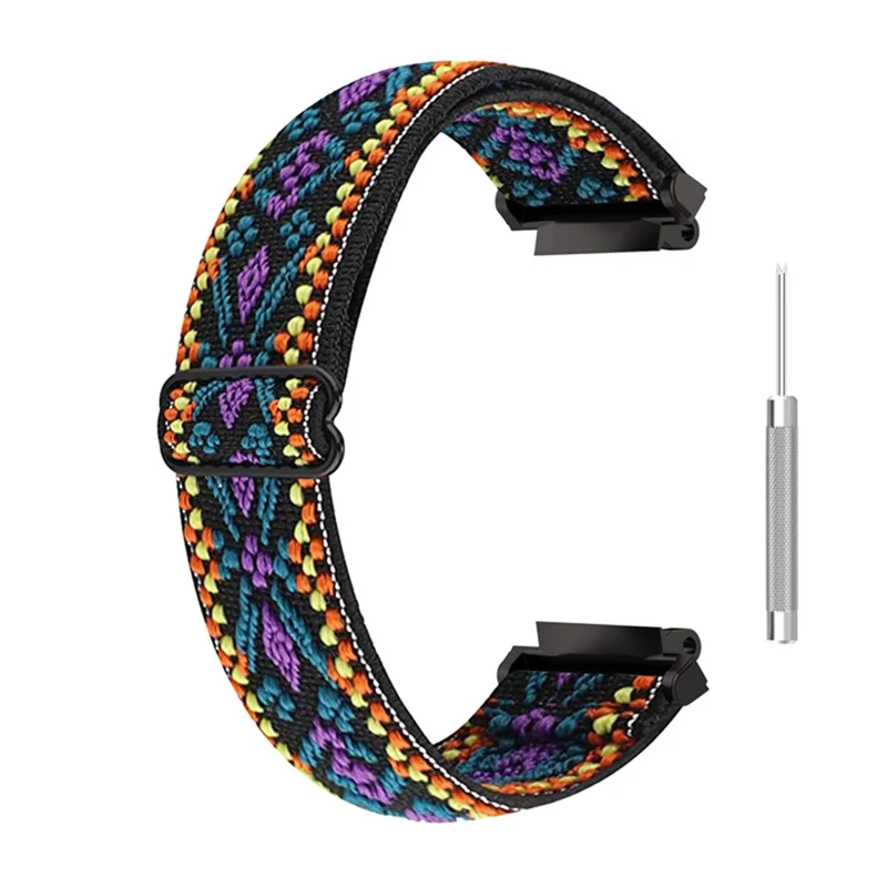 For Huami Amazfit T-Rex 2 Men Breathable Watch Strap Ethnic Style Adjustable Braided Nylon Wrist Band - Purple