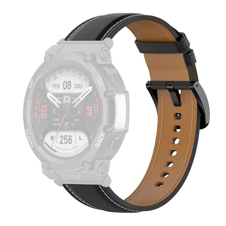 Per Huami Amazfit T-Rex 2 Genuine Leather Replacement Watch Strap Adjustable Wrist Band with Tool - Nero