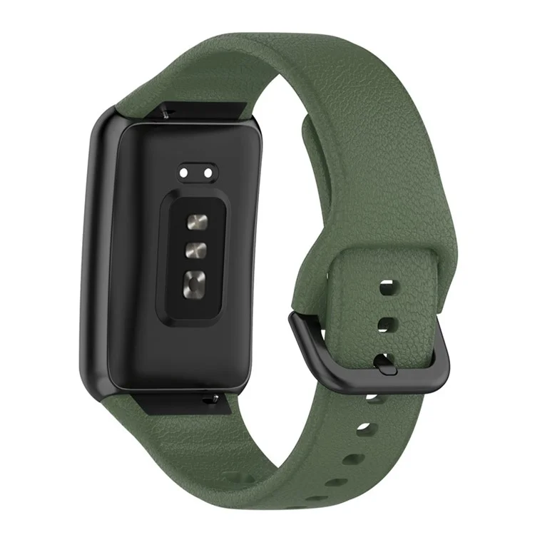 For Oppo Watch Free Textured Silicone Watch Band Replacement Wrist Strap with Black Buckle - Dark Green
