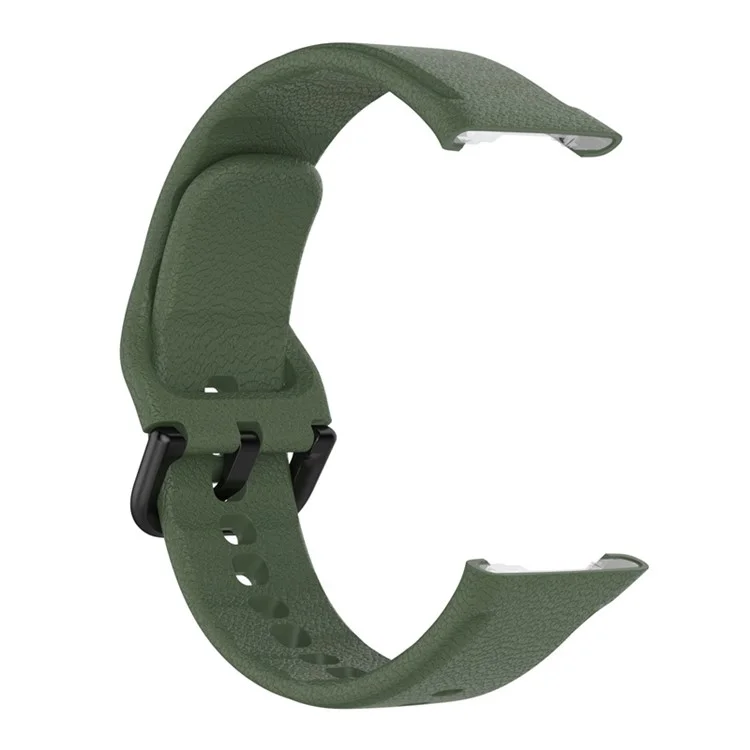 For Oppo Watch Free Textured Silicone Watch Band Replacement Wrist Strap with Black Buckle - Dark Green