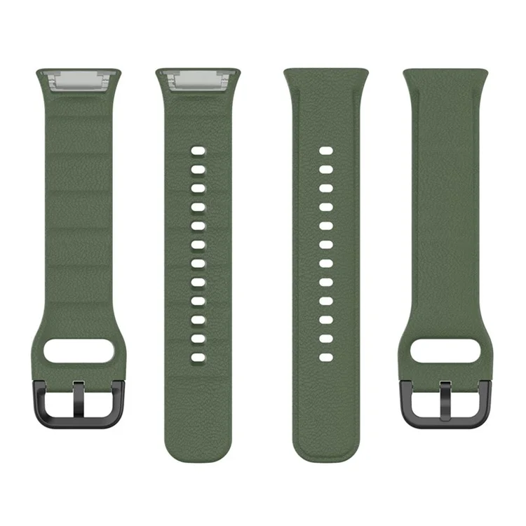 For Oppo Watch Free Textured Silicone Watch Band Replacement Wrist Strap with Black Buckle - Dark Green