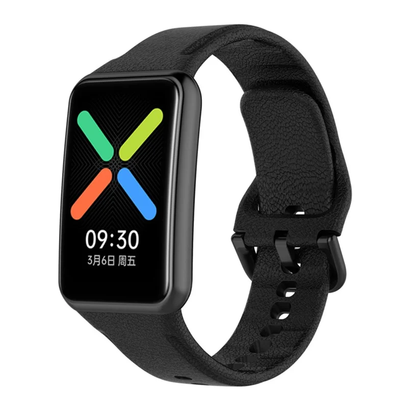 Para Oppo Watch Free Textured Silicone Watch Band Reemplazo Correa de Reloj Muñeca con Hebilla Negra - Negro