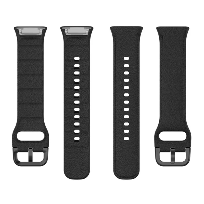 Para Oppo Watch Free Textured Silicone Watch Band Reemplazo Correa de Reloj Muñeca con Hebilla Negra - Negro